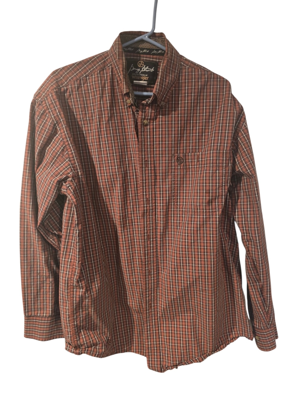 George Strait Collection by Wrangler Plaid Western Button Down Shirt Men's Large - Picture 2 of 5